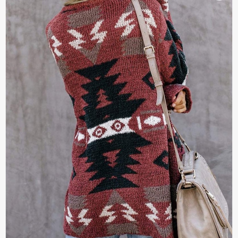 Last S SO SOFT! New Cozy Aztec Southwest Bohemian Knitted Sweater Cardigan - Picture 11 of 17